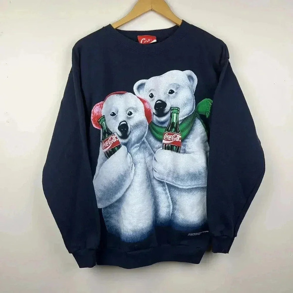 Vintage Coca-Cola Polar Bears Sweatshirt - Classic Graphic Design - Picture 1 of 7